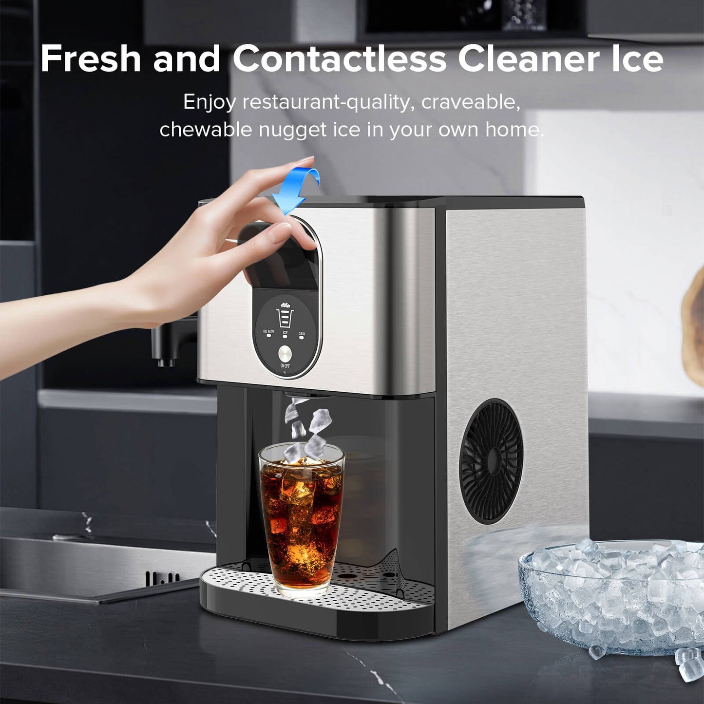 KISSAIR 44 Lbs/24H Nugget Ice Maker Countertop Dispenser