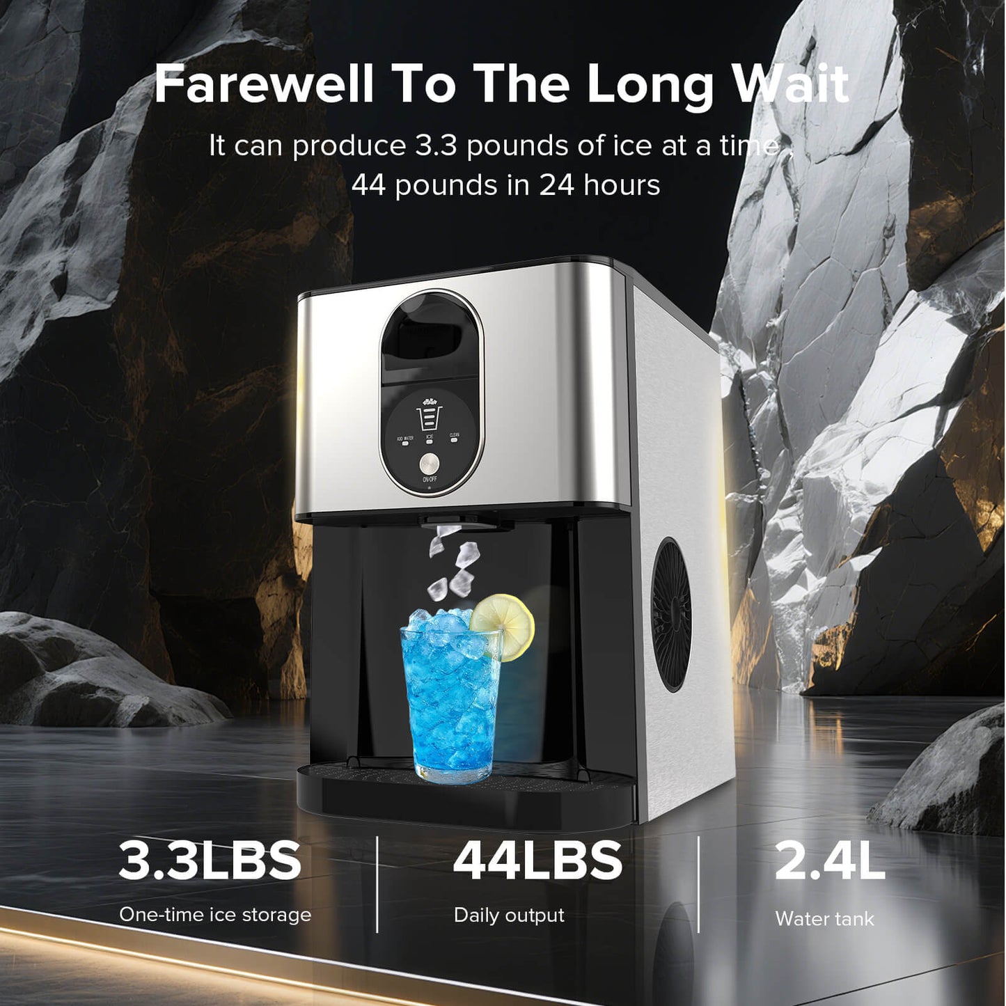 KISSAIR 44 Lbs/24H Nugget Ice Maker Countertop Dispenser