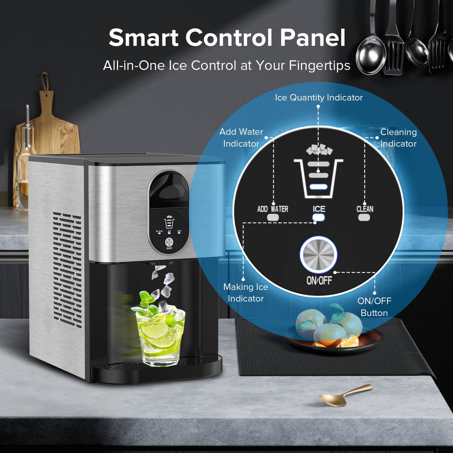 KISSAIR 44 Lbs/24H Nugget Ice Maker Countertop Dispenser