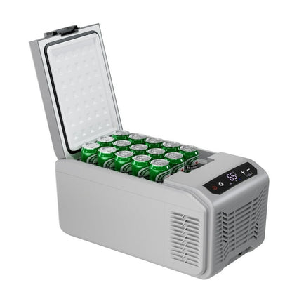 LHRIVER 16QT(15L) Portable Car Refrigerator -68°F~68°F, 12V/24V DC + 100-240V AC Smart Freezer/Cooler Car Fridge w/LCD Panel & Battery Protect for RV/Camping/Travel
