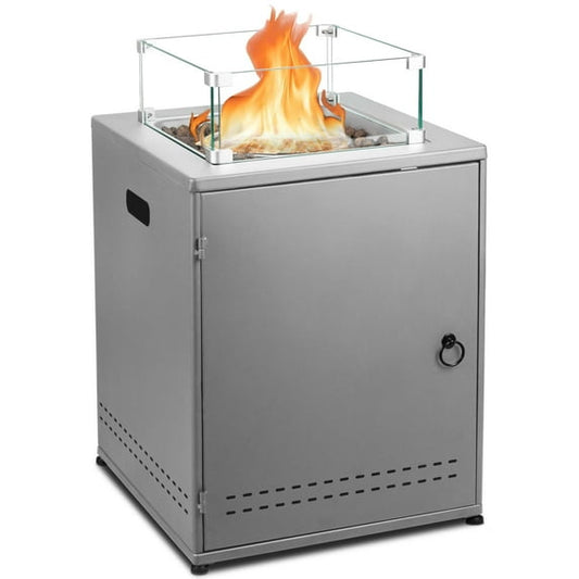 LHRIVER 22in Square Outdoor Fire Pit -Propane Metal Stove with Lava Rocks , 40000 BTU Heat Output, for Picnics/Bonfires/Patio Gardens