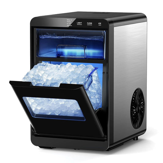 LHRIVER Nugget Ice Maker Countertop, Pebble Ice, 35Lbs/24H, Ice Scoop, Self-Cleaning, Gray