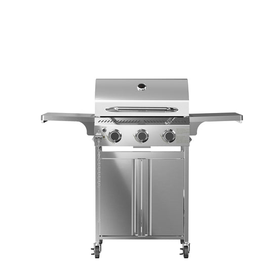 LHRIVER Stainless Steel 3 Burner Propane Gas Grill, 24000 BTU BBQ Grill with Tool Holers, Built-in Thermometer