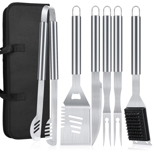 LHRIVER Stainless Steel BBQ Tool Grilling Accessories Kit with Bag for Camping, Kitchen