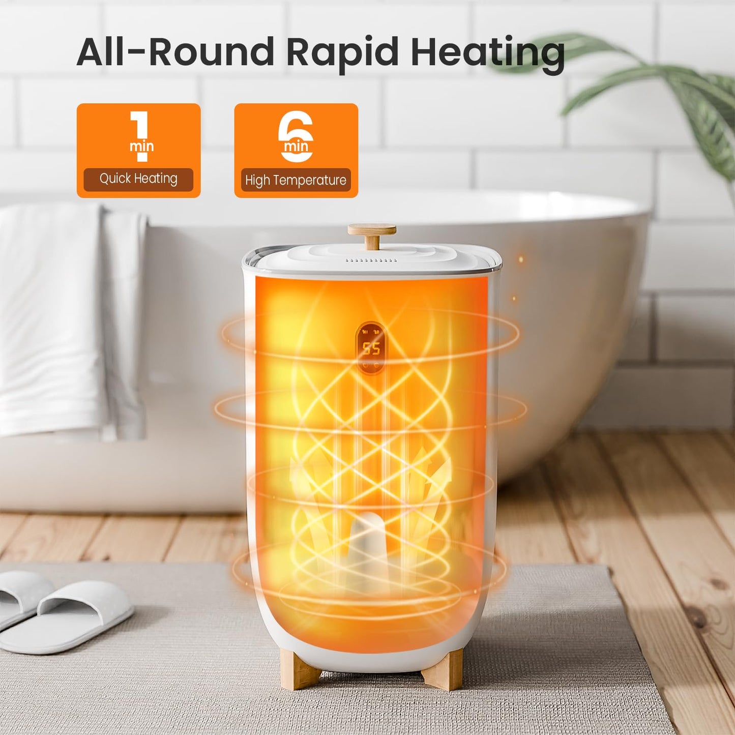 KISSAIR Towel Warmer, 40L Electric Hot Towel Warmer Bucket with 2 Heating Modes, Adjustable Timer, LED Display, Fragrance Holder