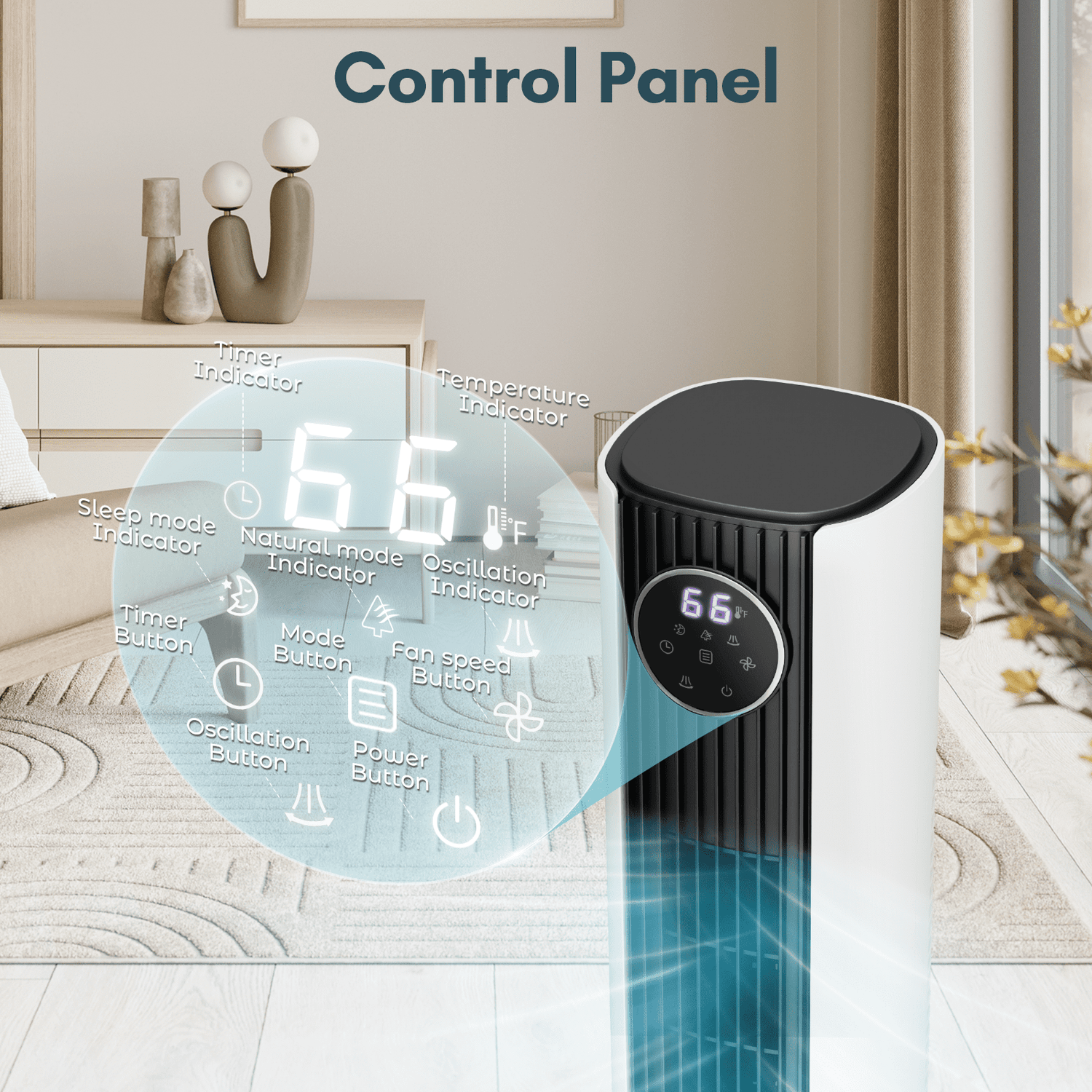 KISSAIR 35" Oscillating Tower Fan, Bladeless Floor Fan with Remote, 4 Modes & 3 Speeds, 12H Timer, Quiet & Family-Safe, LED Display, 85° Wide Cooling for Bedroom & Home (Black - White mix)