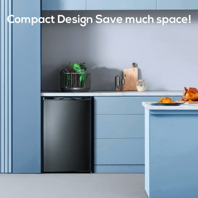 KISSAIR 3.0 Cu.ft Compact Upright Freezer with Reversible Single Door,Black