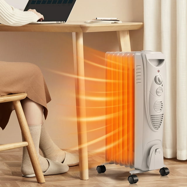 KISSAIR Electric Oil Filled Radiator Space Heater, Thermostat Room Radiant and Room Heater