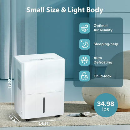 KISSAIR 22 Pints Dehumidifier, 3000 Sq. Ft Coverage Area with 1.2 gal Water Tank, 24H Timer, Auto Defrost & Drain, Portable Dehumidifier, Basement, Bathroom, Laundry Room