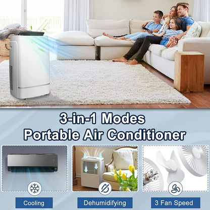 KISSAIR Portable Air Conditioner, 13000 BTU Air Conditioner for Room Up to 600 Sq. Ft, 3-in-1 Portable AC Unit, Cool & Dehumidifier & Fan Modes, Portable AC with Remote Control, White