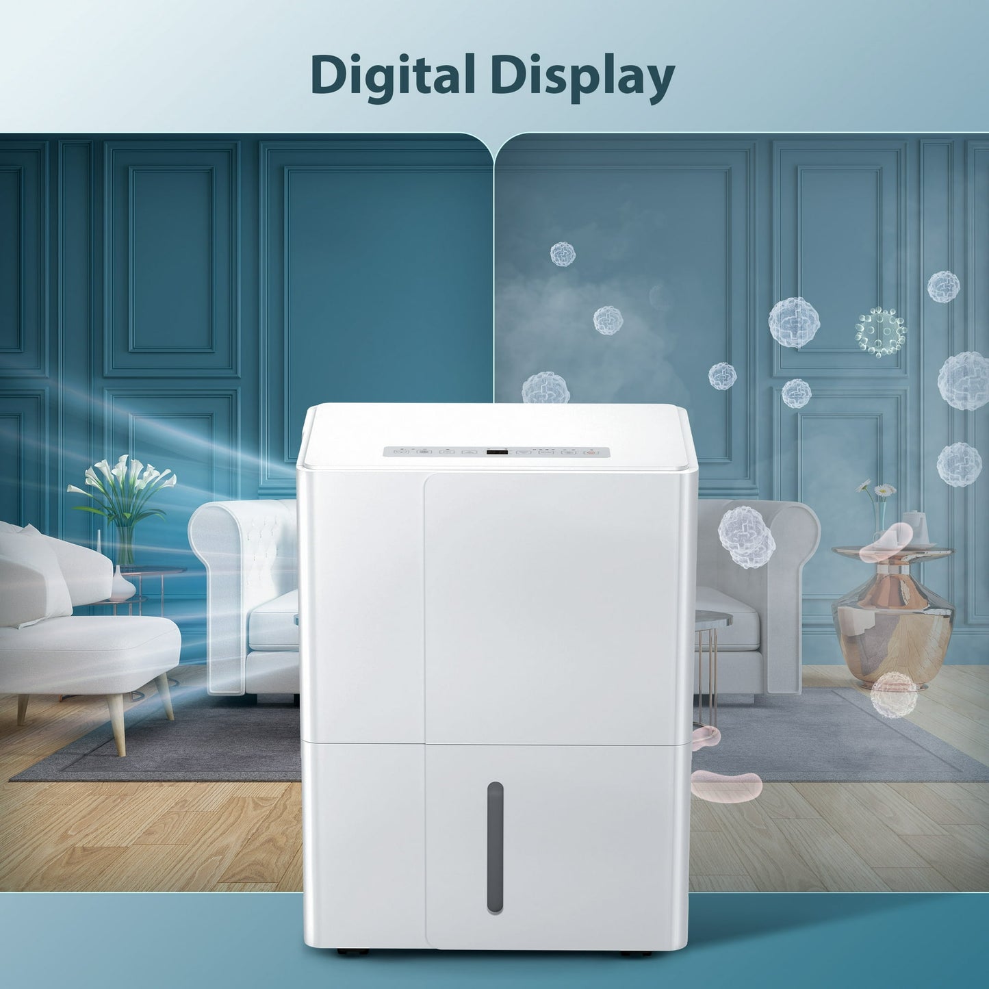 KISSAIR 22 Pints Dehumidifier, 3000 Sq. Ft Coverage Area with 1.2 gal Water Tank, 24H Timer, Auto Defrost & Drain, Portable Dehumidifier, Basement, Bathroom, Laundry Room