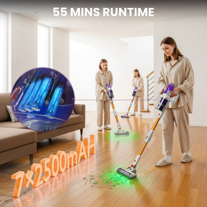 KISSAIR Clean & Empty Cordless Stick Vacuum – Lightweight Cordless with HEPA Filter, Portable, Rechargeable, Auto-Empty System, Stick Vacuum for Pet Hair, Carpets & Hardfloor, Purple