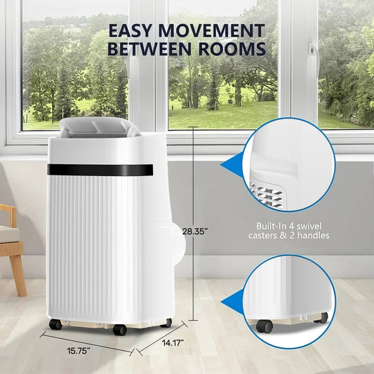 KISSAIR 12,000 BTU Portable Air Conditioner – Quiet 3-in-1 AC, Fan & Dehumidifier with Sleep Mode, 24H Timer & Remote Control for Home