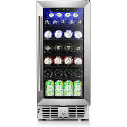 KISSAIR 2.9 Cu. Ft Beverage Refrigerator Cooler - Wine Cooler Beverage Center Low Noise Transparent Glass Door LED Light Quick Cooling System with a Lock 115V 60Hz for Home and Bar Small Drink D