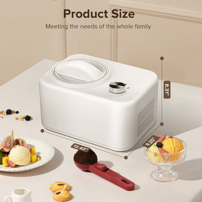 KISSAIR Ice Cream Maker for Gelato, Frozen Yogurt, Ice Cream Sorbet, Compact Size, Knob-Operated Control, Upper Mixing, Good Choice for Kids