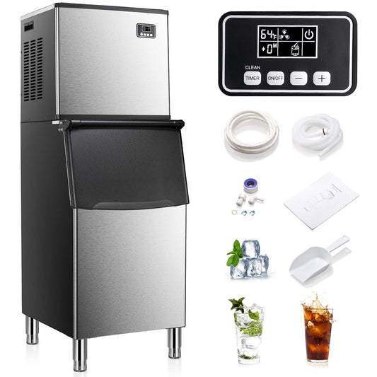 KISSAIR Commercial Ice Maker Machine, 360 LBS/24H with 200LBS Large Storage Ice Bin, 160PCS in 8-15 Mins, Split Ice Machine with Automatic Cleaning